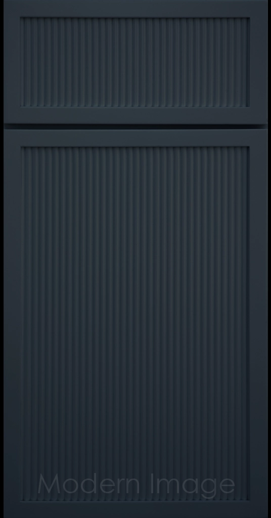 Naval color Arcadia Reed Cabinet Door featuring a Narrow Frame and Slim Fluted Center Panel.